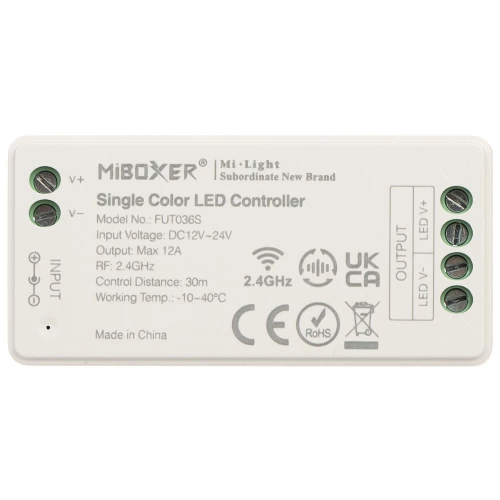 LED apšvietimo valdiklis LED-W-WC/RF 2.4 GHz, MONO 12... 24V DC MiBOXER / Mi-Light
