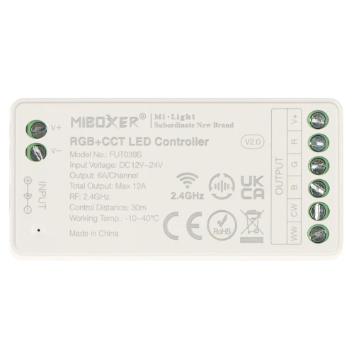 LED apšvietimo valdiklis LED-RGBW-WC/RF 2.4 GHz, RGBCCT (RGBWW) 12... 24V DC MiBOXER / Mi-Light