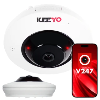 KEEYO LV-P-IP4M2FE 4Mpx IR 25m 180 laipsnių belaidė FISHEYE IP kamera