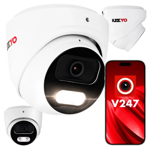 IP kupolinė kamera KEEYO LV-V-IP5M25DF-DL 5Mpx, hibridinis IR/LED apšvietimas