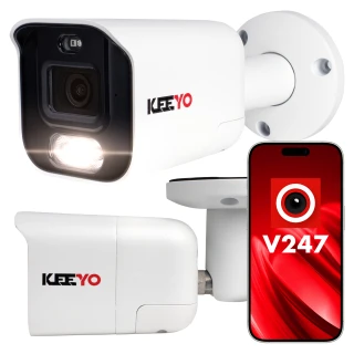 IP vamzdinė kamera KEEYO LV-V-IP5M25TF-ADC 5Mpx, aktyvus atgrasymas, hibridinis IR/LED apšvietimas