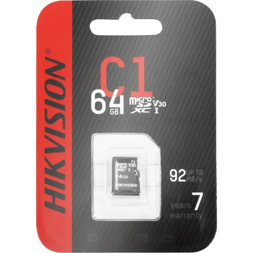 MicroSD atminties kortelė (SDHC) 64GB Hikvision HS-TF-C1(STD)/64G