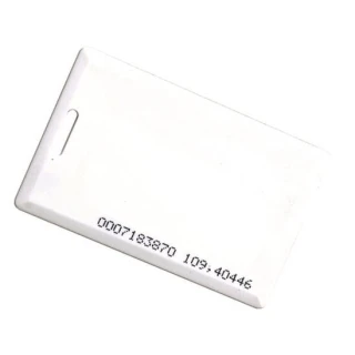 RFID kortelė EMC-01 125kHz 1,8mm su numeriu (8H10D+W24A), balta, laminuota su skyle