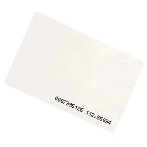 RFID kortelė EMC-02 125kHz 0,8mm su numeriu (8H10D+W24A), baltos spalvos laminuota
