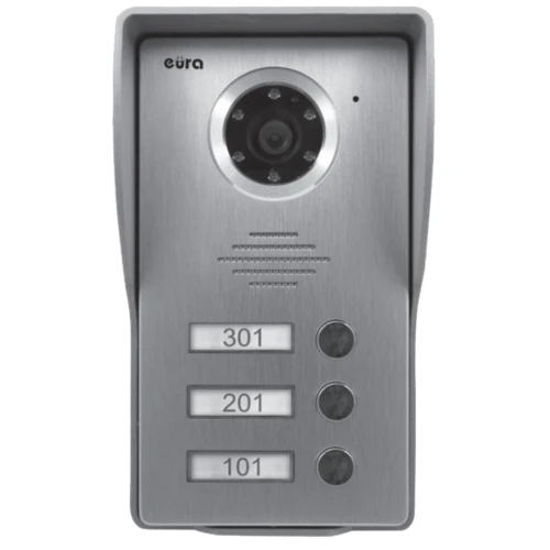 Modulinė išorinė EURA VDA-24A3 EURA CONNECT vaizdo durų telefonas trijų šeimų kasetė