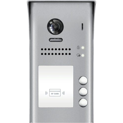 Modulinis išorinis EURA VDA-84A5 2EASY video durų telefonas su artumo kortelės funkcija, sieninis, skirtas 3 butams, su fisheye objektyvu
