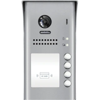 Modulinis išorinis EURA VDA-85A5 2EASY vaizdo durų telefonas su artumo kortelės funkcija, paviršinio montavimo, 4 gyventojams, su žuvies akies efektu