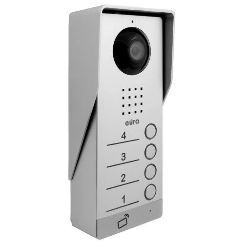 Modulinis išorinis EURA VDA-94A3 EURA CONNECT keturių šeimų vaizdo durų telefonas su artumo skaitytuvu
