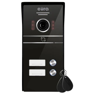 EURA VDA-62C5 išorinė vaizdo durų telefonų kasetė - dviejų šeimų, juoda, 1080p kamera