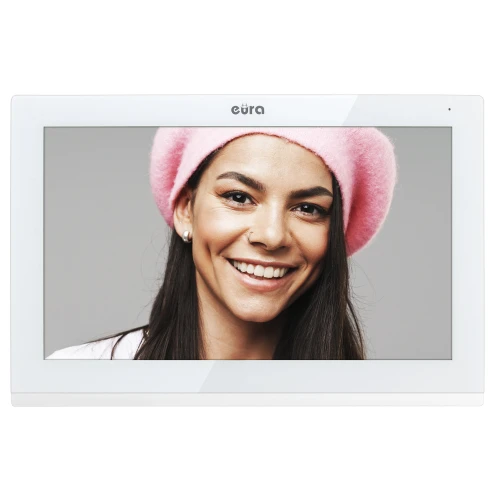 EURA VDA-09C5 monitorius - baltas, jutiklinis, LCD 7'', FHD, vaizdų atmintis, SD 128GB, galimybė išplėsti iki 6 monitorių