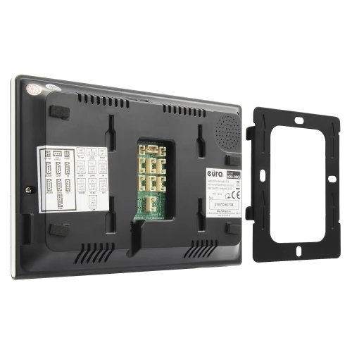 EURA VDA-09C5 monitorius - juodas, jutiklinis, LCD 7'', FHD, vaizdų atmintis, SD 128GB, galimybė išplėsti iki 6 monitorių