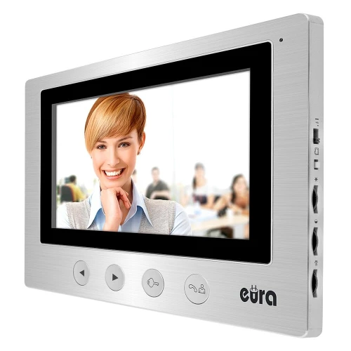 EURŲ VDA-20A3 EURA CONNECT sidabrinis monitorius, 7" ekranas, 2 įėjimų atidarymas