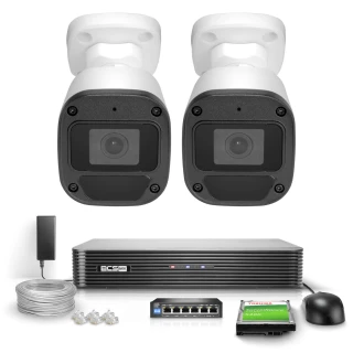Namų įmonės stebėjimo rinkinys 2x BCS-B-TIP12FR3(2.0) Full HD IR 30m Mikrofonas PoE 1TB