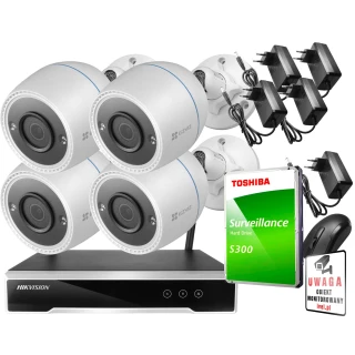 Belaidis stebėjimo rinkinys Hikvision Ezviz 4 kameros C3T WiFi Full HD 1080p 1TB