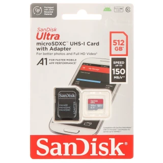 Atminties kortelė SD-MICRO-10/512-SANDISK microSD UHS-I, SDXC 512GB SANDISK