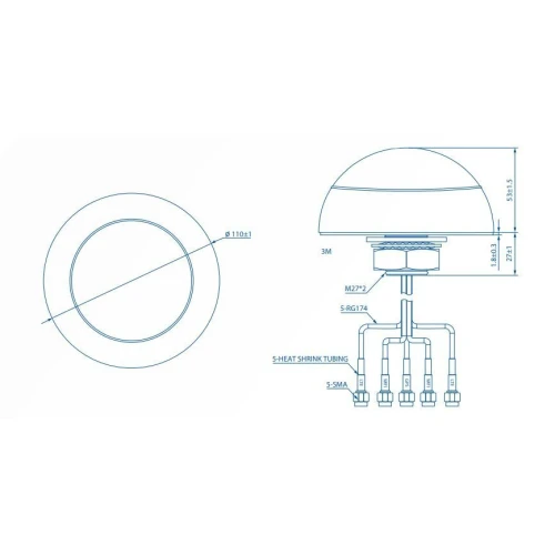 Teltonika 003R-00253 | Combo Antena | MIMO LTE/GPS/WIFI, stogo