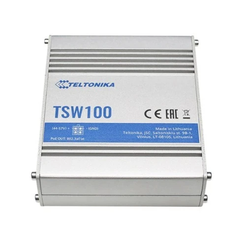 Teltonika TSW100 | PoE perjungiklis | 5x RJ45 1000Mb/s, 4x PoE, 60W