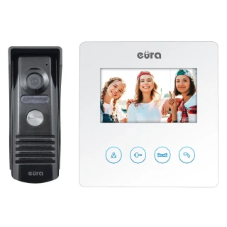 EURA VDP-52A3 ATIRA baltas vaizdo durų telefonas, 4,3'' ekranas, 2 įėjimų palaikymas