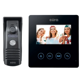 Videodomofonas EURA VDP-52A3 ATIRA juoda, 4,3'' ekranas, 2 įėjimų palaikymas