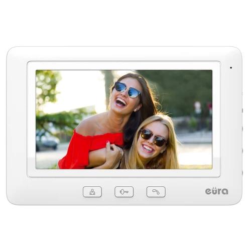 EURA VDP-58A3 balto spalvos vaizdo durų telefonas su 7” monitoriumi