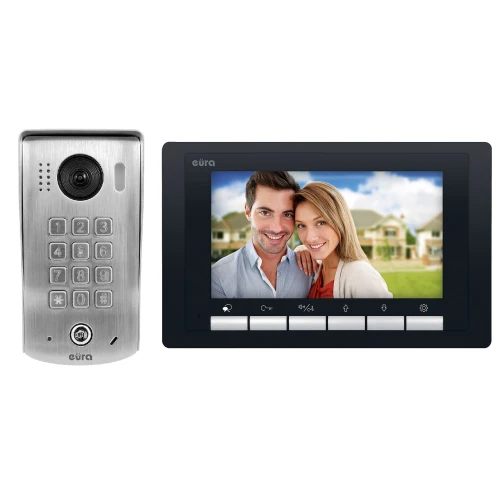 EURA VDP-60A5/N BLACK 2EASY vaizdo durų telefonas - vienai šeimai, LCD 7'', juodas, mechaninis šifratorius, paviršinis montavimas