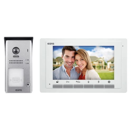 EURA VDP-61A5/N WHITE 2EASY - vienų šeimos, LCD 7'', baltas, RFID, paviršinis vaizdo durų telefonas
