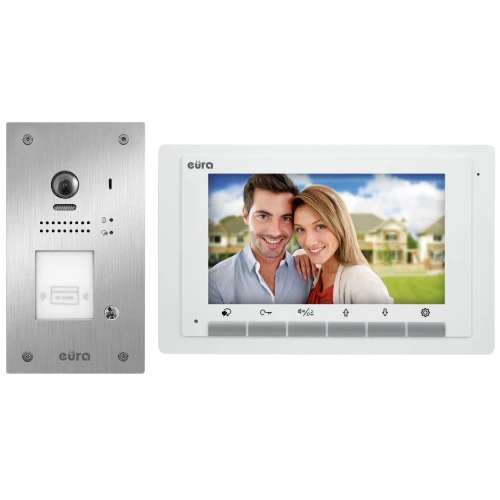 EURA VDP-61A5/P WHITE 2EASY vaizdo durų telefonas - vienai šeimai, LCD 7'', baltas, RFID, įmontuotas