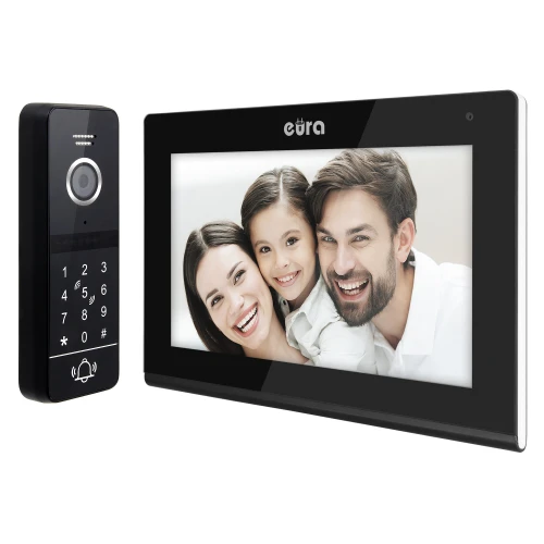 Videoduraklis EURA VDP-97C5 - juodas, liečiamasis, LCD 7", AHD, WiFi, vaizdo atmintis, SD 128GB