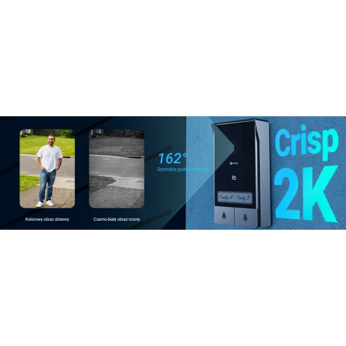 Platus vaizdo domofonas EZVIZ HP7 dviejų šeimų, 2 laidų, WiFi, 2 monitoriai, skaitytuvas