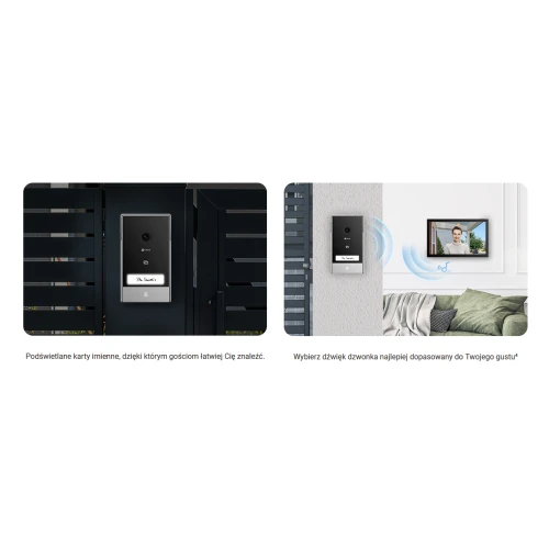 Platus vaizdo domofonas EZVIZ HP7 dviejų šeimų, 2 laidų, WiFi, 2 monitoriai, skaitytuvas