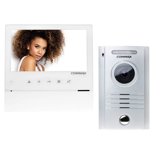 Wideodomofon zestaw Commax DRC-40KPT + CDV-70H składa się z eleganckiego monitora i zewnętrznej kamery. Urządzenie zapewnia wysoką jakość obrazu i dźwięku, umożliwiając bezpieczną komunikację z gośćmi.
