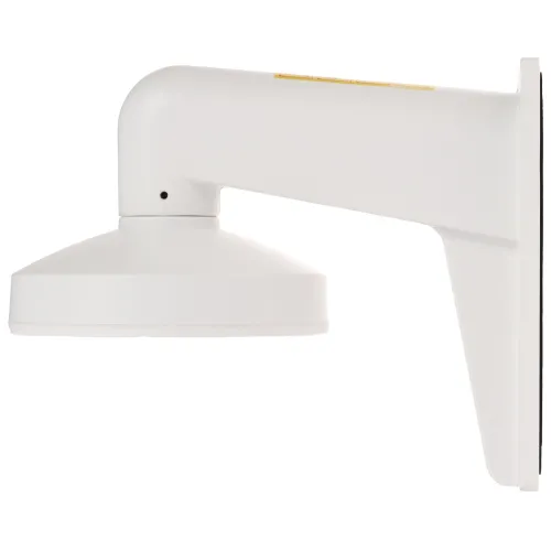 Biały uchwyt ścienny do kamery, widoczny z boku, z prostym, nowoczesnym designem. Uchwyt ma zaokrąglone krawędzie i jest przeznaczony do montażu na płaskiej powierzchni.