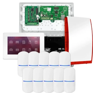 SATEL INTEGRA 32 signalizacijos rinkinys, 10x PET jutiklis, sirena, baltas valdiklis INT-TSH2-W