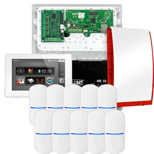 SATEL INTEGRA 32 signalizacijos rinkinys, 10x jutiklis, signalizatorius, baltas manipuliatorius INT-TSI-W