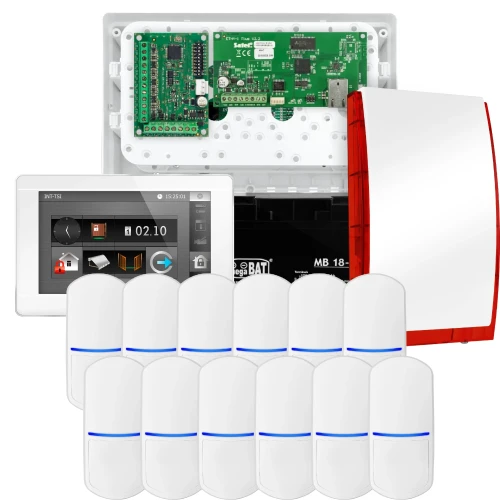 SATEL INTEGRA 32 signalizacijos rinkinys, 12x PET jutiklis, sirena, baltas manipuliatorius INT-TSI-W