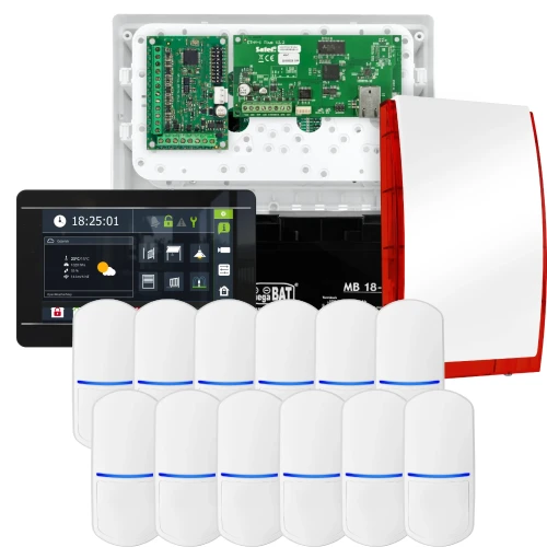 SATEL INTEGRA 32 signalizacijos rinkinys, 12x PET jutiklis, sirena, juodas valdiklis INT-TSI-B