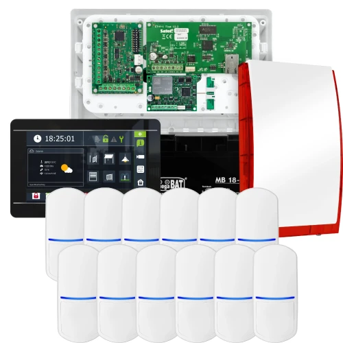 SATEL INTEGRA 32 signalizacijos rinkinys, 12x jutiklis, sirena, juodas valdiklis INT-TSI-B, LTE ryšys