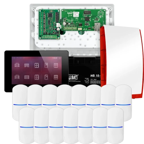 SATEL INTEGRA 32 signalizacijos rinkinys, 15x PET jutiklis, sirena, juodas valdiklis INT-TSH2-B