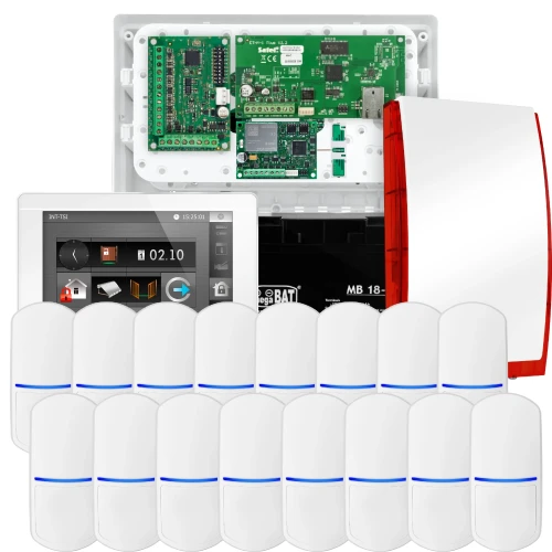 SATEL INTEGRA 32 signalizacijos rinkinys, 16x jutiklis, sirena, baltas valdiklis INT-TSI-W, LTE ryšys