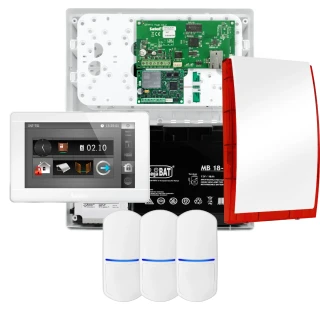 SATEL INTEGRA 32 signalizacijos rinkinys, 3x PET jutiklis, sirena, baltas valdiklis INT-TSI-W, LTE ryšys