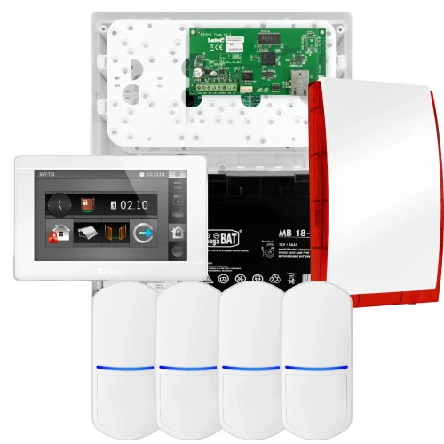 SATEL INTEGRA 32 signalizacijos rinkinys, 4x PET jutiklis, sirena, baltas valdiklis INT-TSI-W