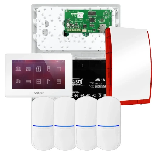 SATEL INTEGRA 32 signalizacijos rinkinys, 4x jutiklis, sirena, baltas valdiklis INT-TSH2-W