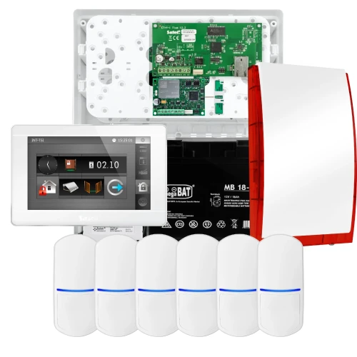 SATEL INTEGRA 32 signalizacijos rinkinys, 6x PET jutiklis, sirena, baltas valdiklis INT-TSI-W, LTE ryšys