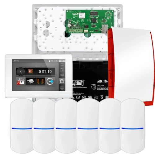 SATEL INTEGRA 32 signalizacijos rinkinys, 6x PET jutiklis, sirena, baltas valdiklis INT-TSI-W