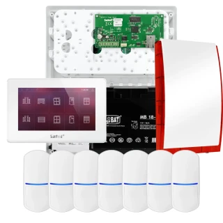 SATEL INTEGRA 32 signalizacijos rinkinys, 7x jutiklis, sirena, baltas valdiklis INT-TSH2-W