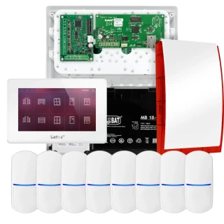 SATEL INTEGRA 32 signalizacijos rinkinys, 8x PET jutiklis, sirena, baltas valdiklis INT-TSH2-W