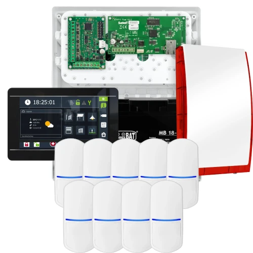 SATEL INTEGRA 32 signalizacijos rinkinys, 9x jutiklis, sirena, juodas manipuliatorius INT-TSI-B
