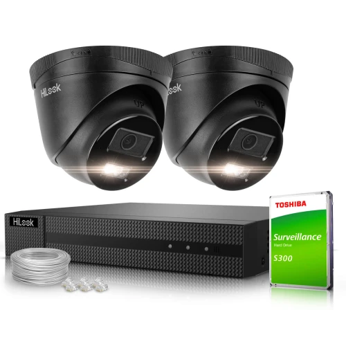 Stebėjimo rinkinys 2x IPCAM-T4-30DL Black 4MPx Dual-Light 30m HiLook by Hikvision