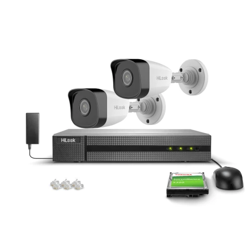 Stebėjimo rinkinys 2x IPCAM-B2 Full HD, PoE, IR 30m, H.265+, IP67 Hilook Hikvision