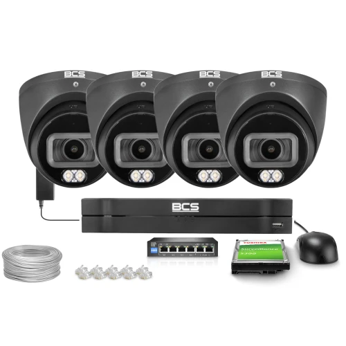 Stebėjimo rinkinys 4x BCS-L-EIP14FCL3-Ai1-G, 4Mpx, IR 30m, NightColor, WDR 120dB